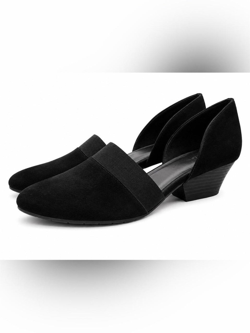 Eileen Fisher Hilly Wedge D'Orsay Pumps in Black Suede, Women's 10